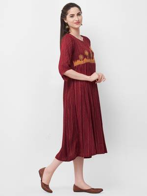 Red embroidered rayon ethnic-kurtis 3