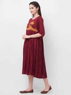 Red embroidered rayon ethnic-kurtis 4