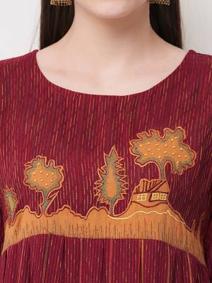 Red embroidered rayon ethnic-kurtis 5