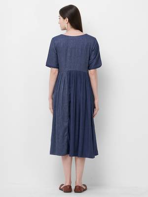 Blue plain rayon ethnic-kurtis 2