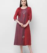 Maroon plain rayon ethnic-kurtis