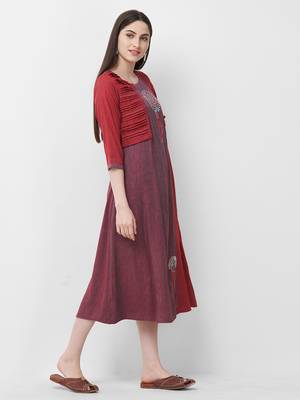 Maroon plain rayon ethnic-kurtis 3