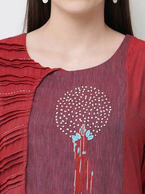 Maroon plain rayon ethnic-kurtis 5