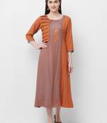 Orange plain rayon ethnic-kurtis