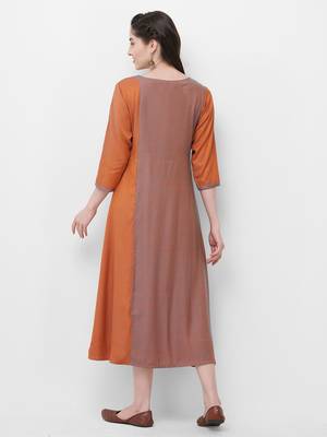 Orange plain rayon ethnic-kurtis 2