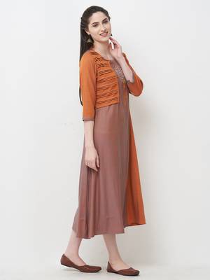 Orange plain rayon ethnic-kurtis 3