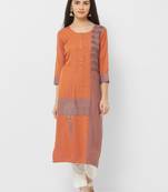 Orange plain rayon ethnic-kurtis