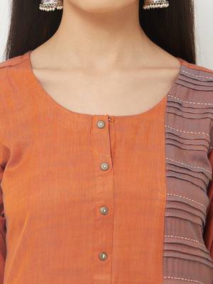 Orange plain rayon ethnic-kurtis 5