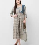 Grey printed rayon ethnic-kurtis
