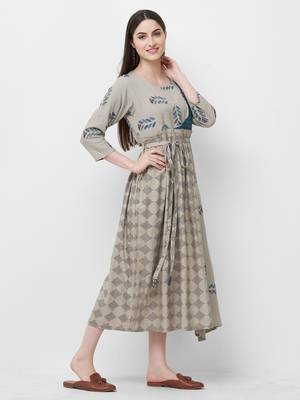 Grey printed rayon ethnic-kurtis 3