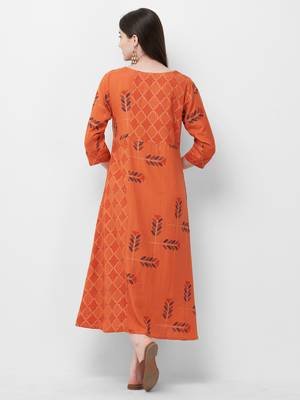 Peach printed rayon ethnic-kurtis 2