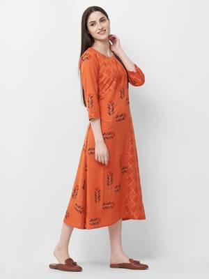 Peach printed rayon ethnic-kurtis 3