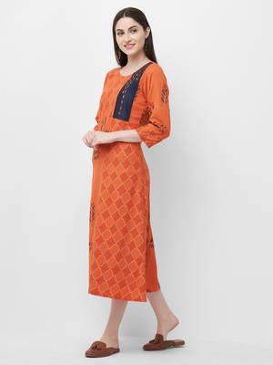 Peach printed rayon ethnic-kurtis 4