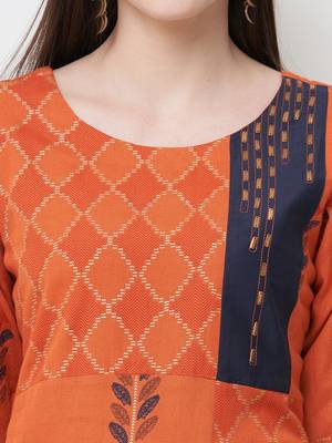Peach printed rayon ethnic-kurtis 5