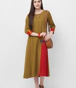 Green printed rayon ethnic-kurtis