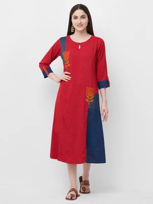 Red printed rayon ethnic-kurtis 1