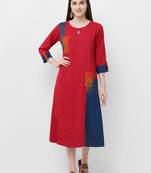 Red printed rayon ethnic-kurtis