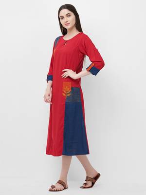 Red printed rayon ethnic-kurtis 3