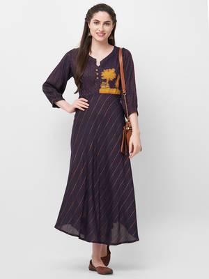 Purple printed rayon ethnic-kurtis 1