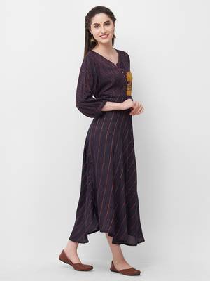 Purple printed rayon ethnic-kurtis 3