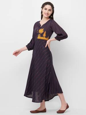 Purple printed rayon ethnic-kurtis 4