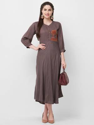 Grey printed rayon ethnic-kurtis 1