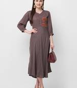 Grey printed rayon ethnic-kurtis
