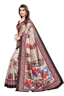 Black Printed Silk blned Saree With Blouse 2