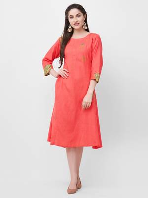 Pink embroidered rayon ethnic-kurtis 1