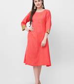 Pink embroidered rayon ethnic-kurtis