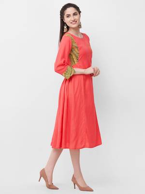 Pink embroidered rayon ethnic-kurtis 3