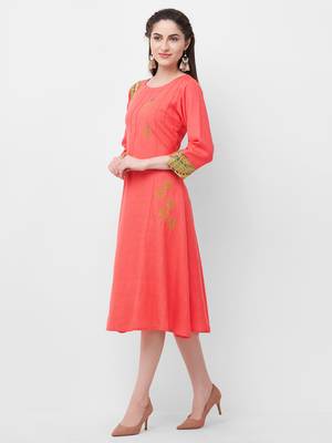 Pink embroidered rayon ethnic-kurtis 4