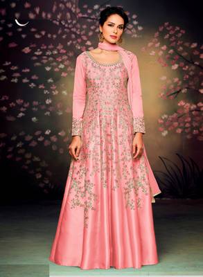 Pink embroidered silk salwar 1