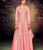 Pink embroidered silk salwar