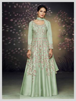 Green embroidered silk salwar 1