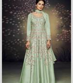 Green embroidered silk salwar