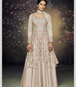 Beige embroidered silk salwar