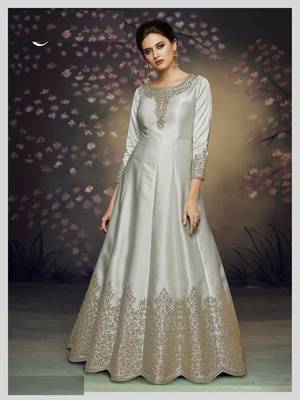 Grey embroidered silk salwar 1