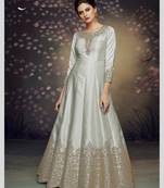 Grey embroidered silk salwar