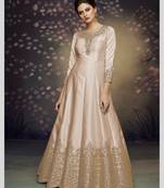 Peach embroidered silk salwar