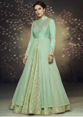Green embroidered silk salwar 1