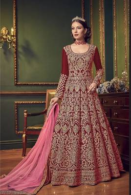 Maroon embroidered santoon salwar 1
