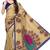Golden printed silk blend saree with blouse