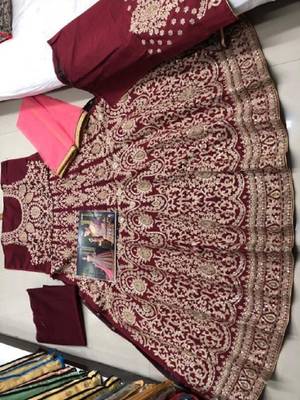 Maroon embroidered santoon salwar 2