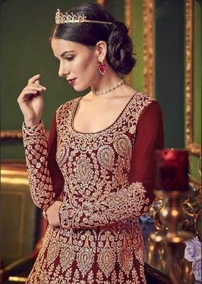 Maroon embroidered santoon salwar 4