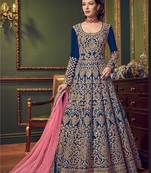 Blue embroidered santoon salwar