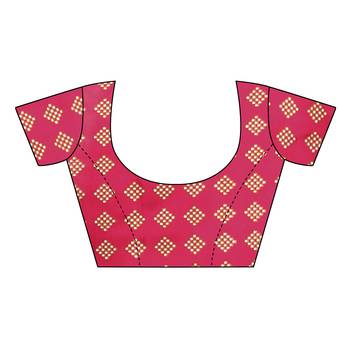 Pink printed khadi saree with blouse 5