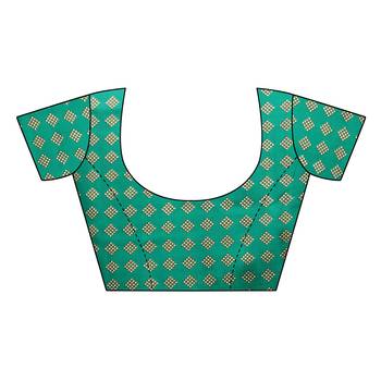 Dark green printed khadi saree with blouse 5