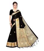 Black printed khadi saree with blouse