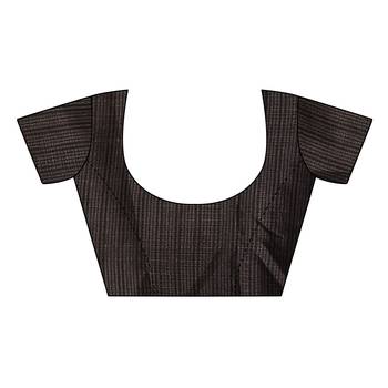 Black printed khadi saree with blouse 5